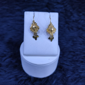 22KT/916 Yellow Gold Stacking Dersi Hanging Earrin...