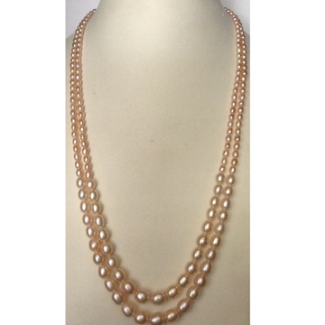 Pink oval graded fresh water 2 layers necklace JPM0014