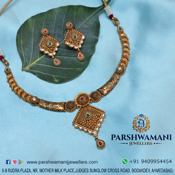 22Kt Fancy Antique kundan light oxidised Necklace...
