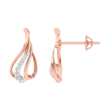 18K Rose Gold Real Diamond Designer Earrings MGA -...