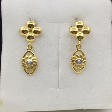 Yellow Gold Classic Design Earrings by 
