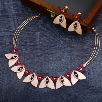 18KT Rose Gold Cz Exclusive Necklace Set RN109