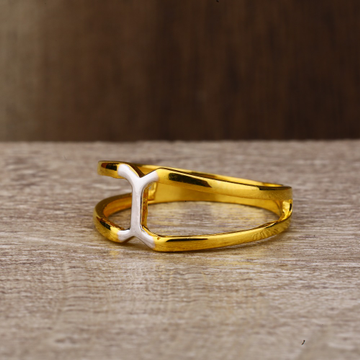 Ladies 22K Gold Designer CZ Plain Ring -LPR147