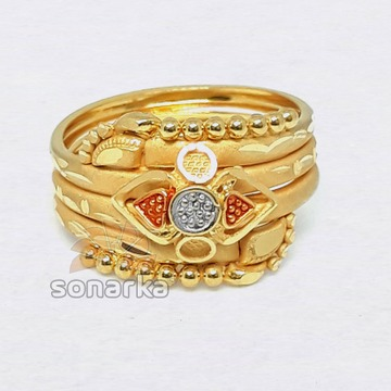 22k Fancy Gold Ring Hollow Triple Pipe Design for... by 
