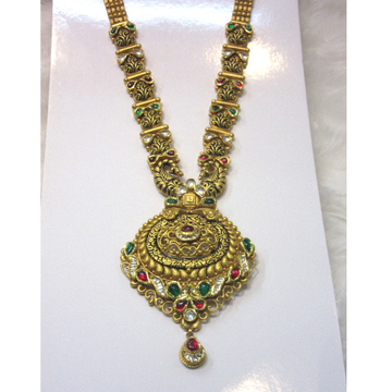 Royal oxidised gold long jadtar necklace set by 