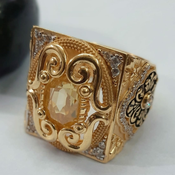 916 Gold Fancy Gent's Singal Stone Ring