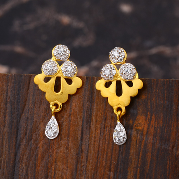 22kt  cz women's delicate hallmark gold earring lf...