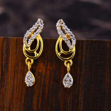 916 Gold CZ Women's Designer Hallmark Earring LFE5...