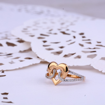 Ladies Wear Heart Design Rose Gold Ring-RLR337