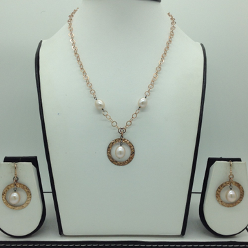 Freshwater cream pearls silver necklace set jnc0076