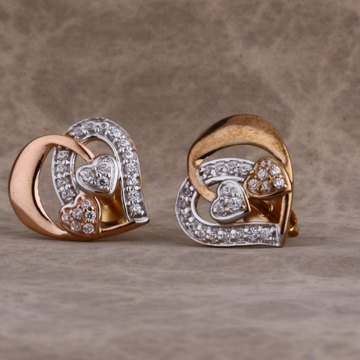 18KT Rose Gold CZ Women's Fancy Hallmark Earring R...