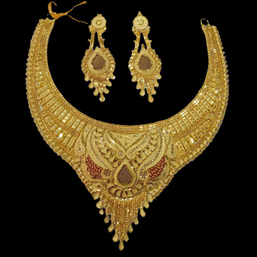 One Gram Gold Broad Kalkkate Women Necklace by 