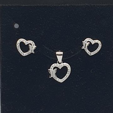 Silver 92.5 Heart Shape Pendant Set by 