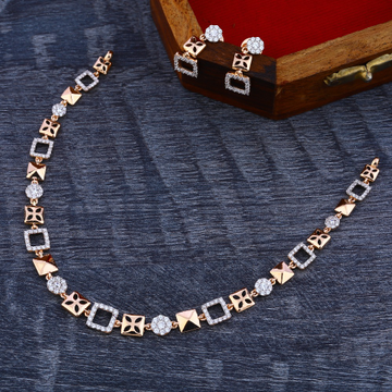 18KT Rose Gold Cz Stylish Women's Necklace Set RN1...