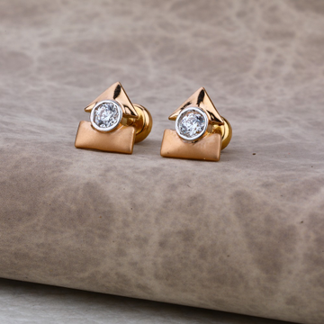 Ladies 18K Rose Gold Single Stone Earring -RE38