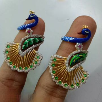 916 gold diamond peacock design with meenakari rin... by 