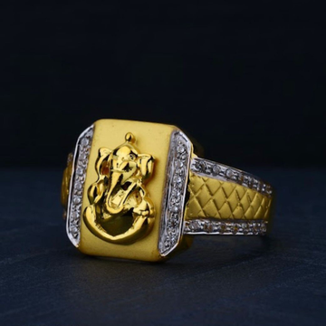 916 Gold CZ Ganpati Design Ring by R.B. Ornament