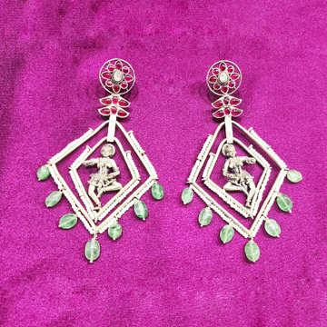 Dancing Doll Stylish Pure Silver Temple Earrings