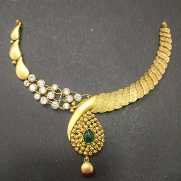 916 gold antique mango design necklace set by Kundan
