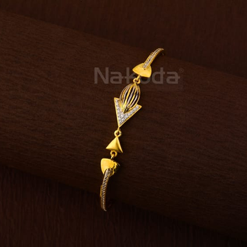 750 Gold CZ Ladies Kada Bracelet LKB199