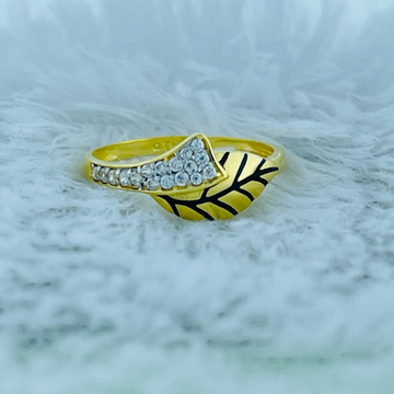 916 gold CZ Leaf Design ring by 