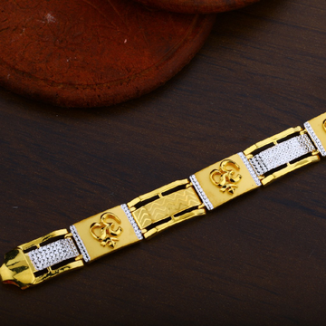 Mens 916 Om God Plain Cz Gold Bracelet-MPB20