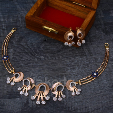 750 Rose Gold Hallmark Classic Ladies Necklace Set...