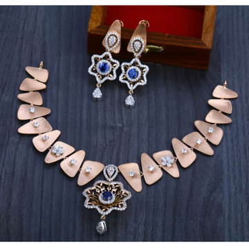 Retailer of 18kt rose gold blue stone necklace set Jewelxy 154991