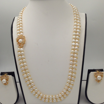 Pearl Broach Set With 2 Line Button Jali Pearls Mala JPS0367