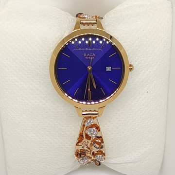 Rose Gold Raga Model CZ Stone Watch by Rajasthan Jewellers Private Limited