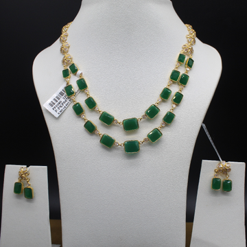 22k gold green emerald necklace set by 