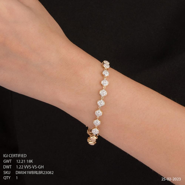 18k Rose Gold Leaf Shape Diamond Bracelet