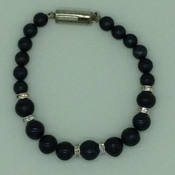 Black Round Graded Pearls With CZ Chakri 1 Layers Bracelet JBG0124