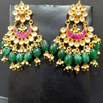 Pachi kundan chandbali earrings