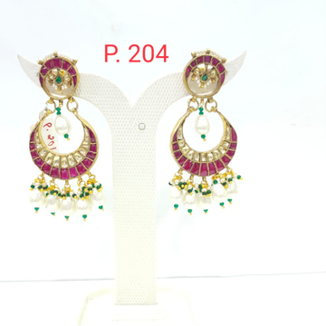Traditional Gold plated Pink stone kundan with han...