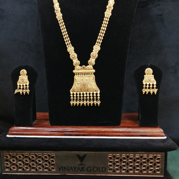 916 Gold Fancy Semi Antique Kalkati Long Set by 