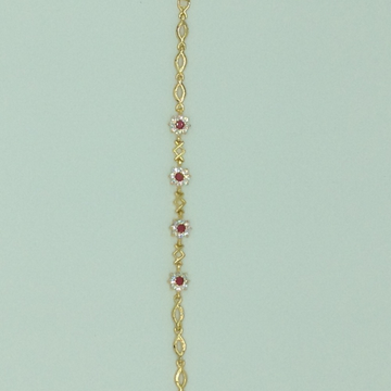 White And Red CZ Golden Alloy Chain Bracelet JBG00144