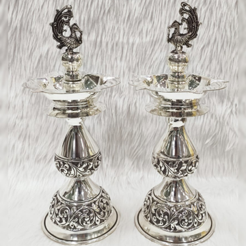Panchmukhi Stand Diya In 92.5% Pure Silver For Puj...