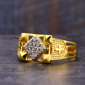 916 Gold Hallmark stylish CZ Men's Ring MR743