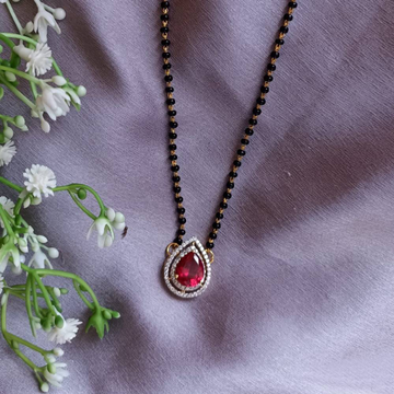 925 silver ruby pear double halo magalsutra