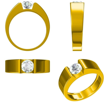 22K SINGLE DIAMOND GENTS RING by 