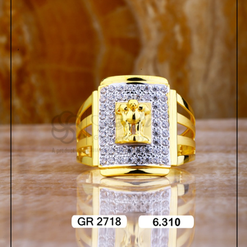 22K(916)Gold Gents Ashok Stambh Diamond Ring by Sneh Ornaments