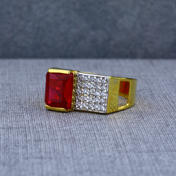 Mens Exclusive Solitaire Gold Square Shape 916 Rin...