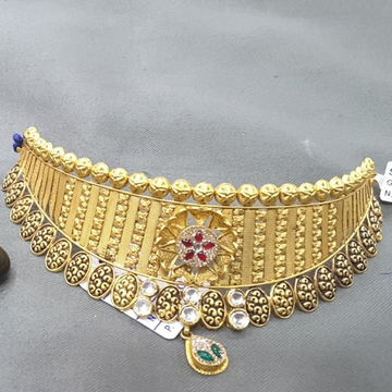 916 gold Calligraphy design work choker necklace s... by Panna Jewellers