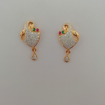 916 gold pink and green stone fancy earrings by 
