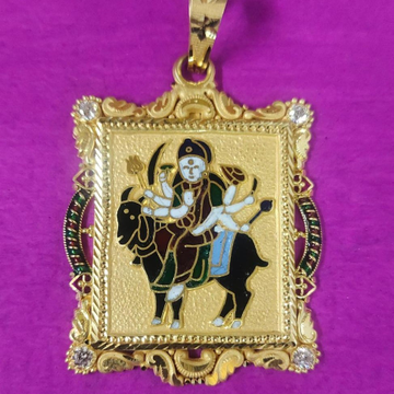 916 Gold Fancy Square Meladi Maa Pendant by Saurabh Aricutting