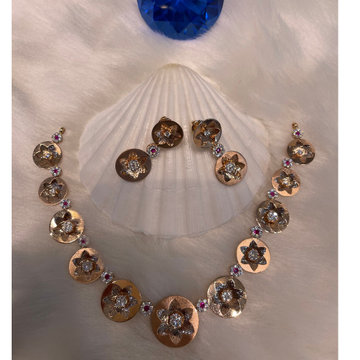 18kt rose gold flower design necklace set by Shree Godavari Gold Palace