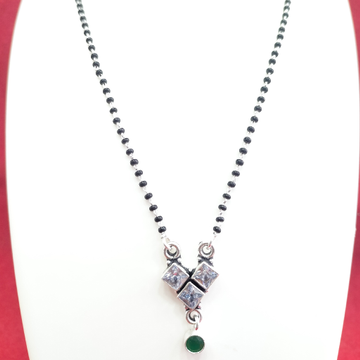 Silver 92.5 White And Green Diamond Mangalsutra by 