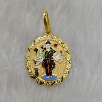 916 gold sadhi maa minakari pendant