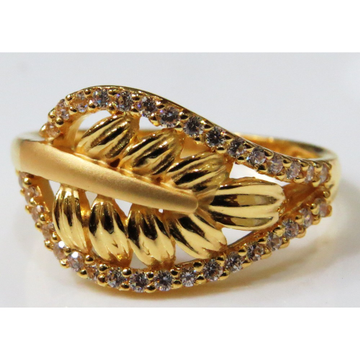 SPE Gold -Leaf Design Simple Glossy Gold Ring - for Men's